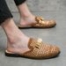 Men’s Shoes Summer Breathable Sequined Formal Casual Shoes Large Size Half Slip Leather Shoes Office Men's Shoes_vogvips.com