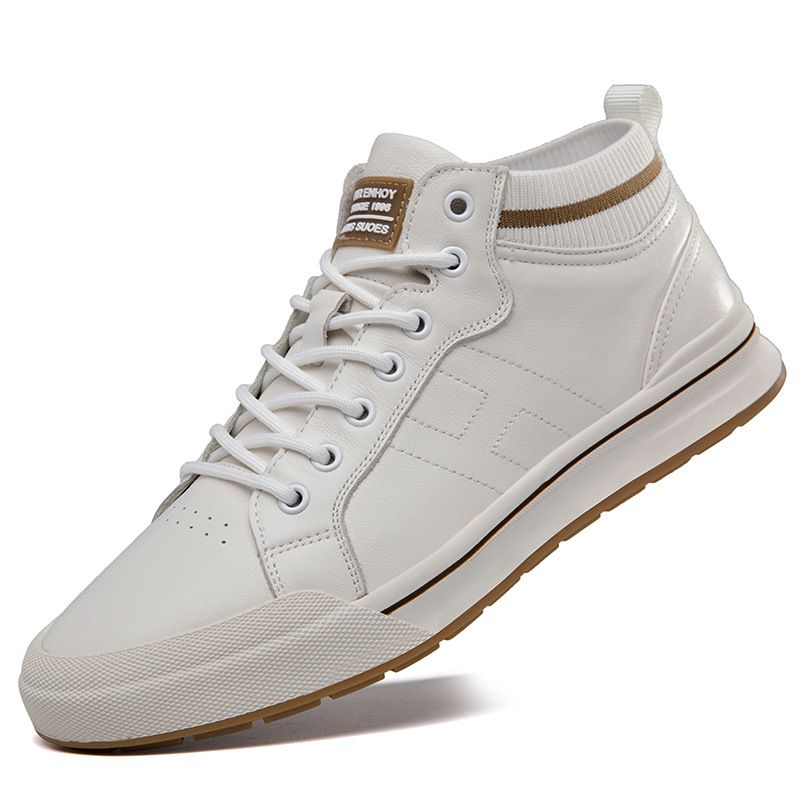 Invisible Mid-top Heightening Shoes Men's Breathable British Style Sot Sole Inner Heightening Men's Shoes Sports And Leisure Board Shoes_vogvips.com