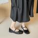 One-word Mary Jane Shoes French Flat-soled Shallow-mouth Single Shoes Women's Head Pleated Ballet Shoes_vogvips.com