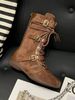 Li Xiaoli Recommended Flat Inner Height Increasing Martin For Women 2025 New Boxing Suede Leather Lace-up Short German_vogvips.com