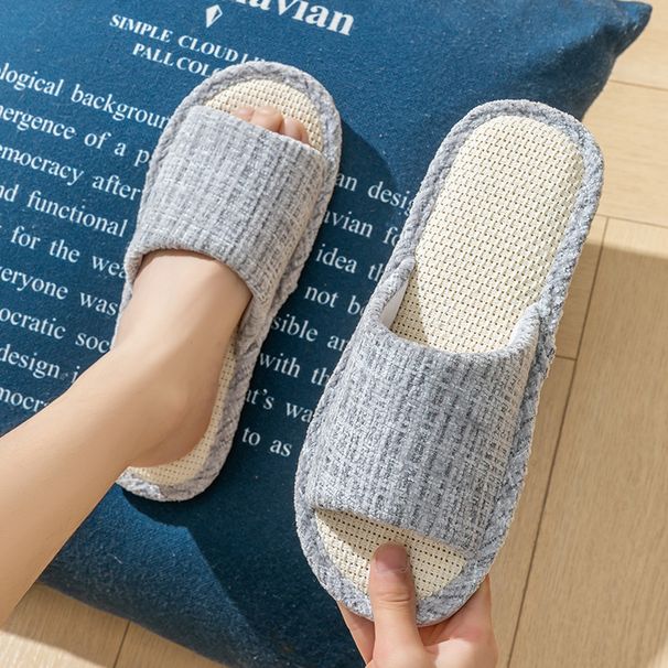Linen For Home Use, Thick Sole Straw Woven Men's And Women's Sandals, Indoor Non-Slip Summer Slippers That Don't Stink_vogvips.com