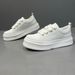 Men's High-End Genuine Leather White Men's Thick Soled Sponge Cake Trendy Versatile Casual Big Toe Shoes_vogvips.com