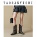 Vintage Western Cowgirl Boots For Women - Pointed Toe Chelsea Ankle Boots With Studs & Buckle Details, Chunky Heel (6-8cm), Brown/Black/Tan_vogvips.com