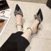Summer Fashion Bowknot New Rhinestone Pointed Toe Stiletto For Women, 42, European And American Style, Closed-toe_vogvips.com