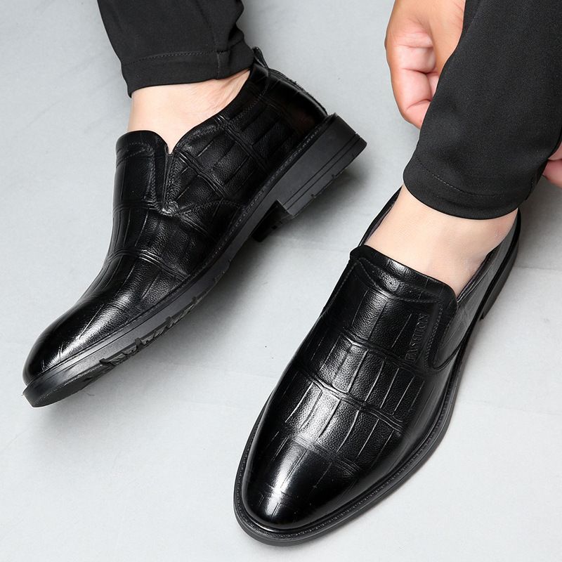 Men's Formal Business Casual 2022 Summer New Low-top Slip-on Leather Single Shoes Fashion Lace-up Trend_vogvips.com
