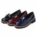 Tassel bow patent leather round head molded sole casual student shoes_vogvips.com
