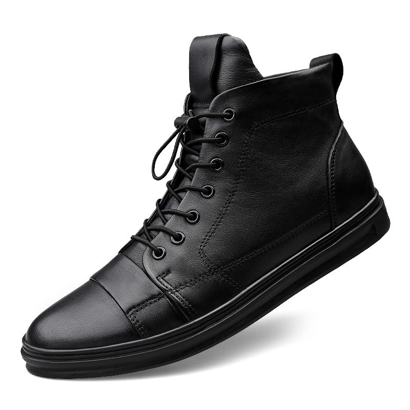 High-top Board Shoes Men's Shoes Sports Boots Top Layer Cowhide Leather Shoes Large Size_vogvips.com