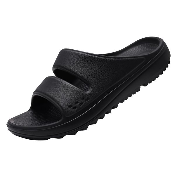 Bebealy Women Men Recovery Sandals Plantar Fasciitis Arch Support Orthotic Slides Adjustable Double Buckle Thick Sole Slippers_vogvips.com