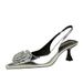 2A05-H56 Korean Style Floral Patchwork Single For Women Square Toe Shallow Mouth Backless High Heels With Strap And Wine_vogvips.com