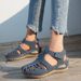 New Plus Size Sandals Daily Casual Wear, With Headband, A Middle Heel, And Velcro For Women's Wedge Heels_vogvips.com