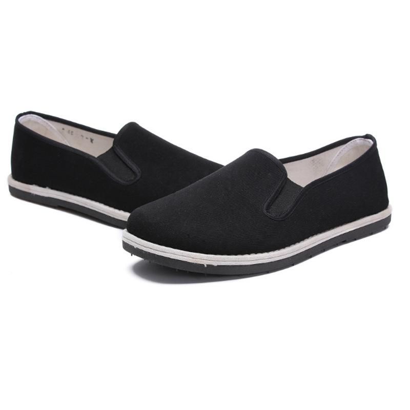 Low-top Flat-soled Old Beijing Cloth Shoes, Simple Solid-color Cloth Shoes, Casual One-pedal Lazy Round Canvas Shoes_vogvips.com