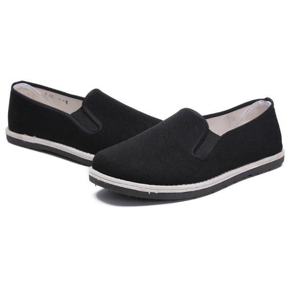 Low-top Flat-soled Old Beijing Cloth Shoes, Simple Solid-color Cloth Shoes, Casual One-pedal Lazy Round Canvas Shoes_vogvips.com
