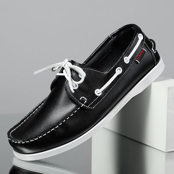 Quality Sailing Genuine Large Size Breathable Trendy Casual Men's Leather Shoes_vogvips.com