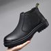 European Warm Series Autumn Short Korean Style Trendy Slip-On Men Black Mid-Calf Men's Martin Boots_vogvips.com