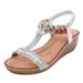 Sandals Women's Ladies Shoes Bohemian Style T-line With Rhinestone Wedge Heel Sandals, Oversized Sandals_vogvips.com