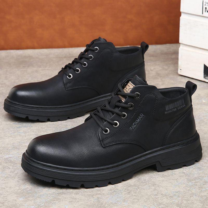 European Warm Series Men's Martin 2025 Winter New High-top Outdoor Trendy Work Genuine Leather Thick Sole Fleece-lined Warm Cotton Boots_vogvips.com