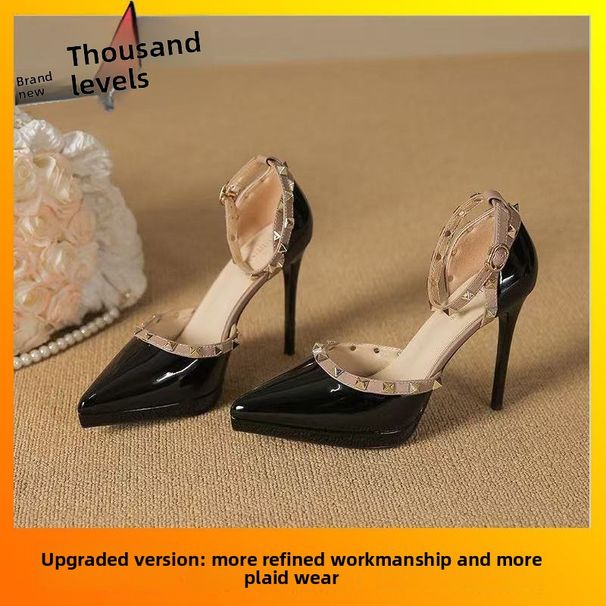 Stylish High-end Waterproof Platform Pointed-toe Studded High-heeled Shoes For Women, 2025 New Model, Thin Heel, Ankle_vogvips.com
