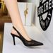 312-6 European And American Style Party High-heeled For Women, Shallow Cutout Lace Mesh Back Strap Stiletto Pointed Toe_vogvips.com
