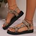 Plus-size Velcro One-line Buckle Women's Sandals New Muffin Bottom Open-toe Cloth Bow Shoes_vogvips.com