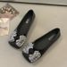 Spring Shallow Mouth Fairy Single Shoes Rhinestone Evening Breeze Gentle Shoes With Skirt Square Head Flat Shoes Female_vogvips.com
