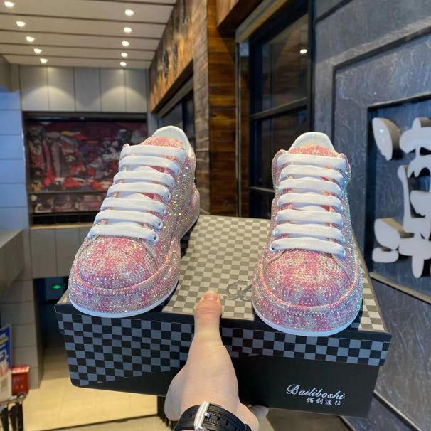 Trendy Sneakers, High End Full Rhinestone Thick Soled Trendy Casual Shoes For Men, Rhinestone Hot Filmed Rhinestones, Versatile Bestseller_vogvips.com