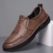 Euro Step Men's Casual Spring Leather Soft Sole Middle-aged Dad Work Driving Single Shoes Breathable Comfortable_vogvips.com