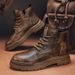 European Warm Series Martin Autumn Winter High-top British Style Casual Shoes Men's Soft Leather Brown Outdoor Work Short Boots_vogvips.com