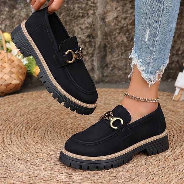 SHLIANG British Style Women's Flat Shoes Spring Autumn Thick Bottom Casual Retro Color Block Leisure Loafers Round Toe X0048_vogvips.com