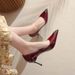 31-44 New Anti-collision Pointed Patent Leather High Heels Shallow Mouth Small Square Heel Versatile_vogvips.com