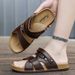 Fashion Leather Summer Comfortable Adult Men's Casual Slippers Beach Shoes For Men Non-slip Open-toe Black Sandals_vogvips.com
