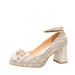 Women's Shoes Waterproof Platform High Heels Women's Thick Heels Square Head Bridal Shoes Rhinestones Temperament Wedding Shoes Rhinestones_vogvips.com