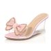 Fairycore Crystal Bow Slides Korean Summer Wedge Sandals For Women Elegant Rhinestone Decor Comfortable Platform Heels_vogvips.com