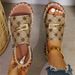 Women's Large Size Flat Sandals Elastic Band Fabric Cross-Over Design with Metal Decorations for Beach Casual Wear_vogvips.com