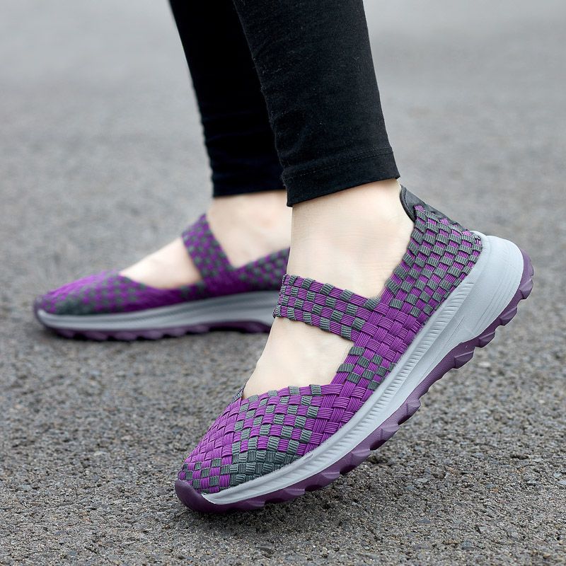 Summer Explosion Lightweight Breathable Mother Shoes Lazy One Pedal Cross-border Large Size Handwoven Shoes Women_vogvips.com