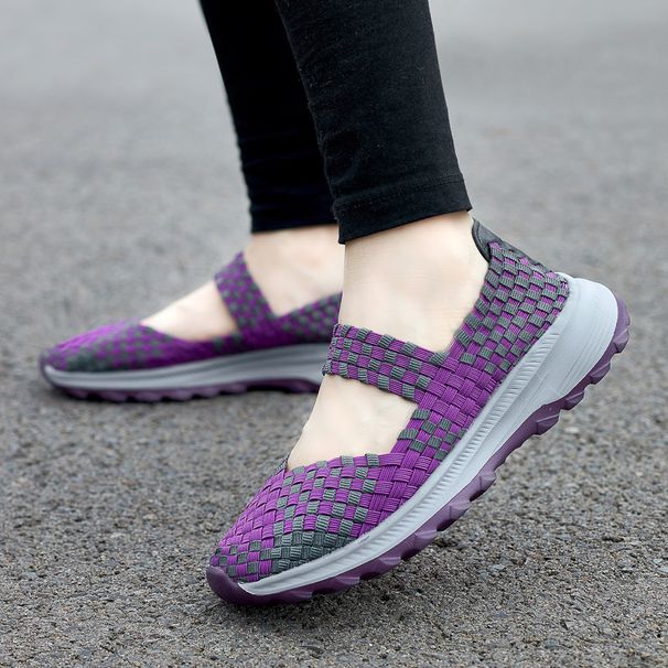 Summer Explosion Lightweight Breathable Mother Shoes Lazy One Pedal Cross-border Large Size Handwoven Shoes Women_vogvips.com