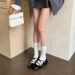 Elegant Square-toed Low-heel Women's 2026 Spring/autumn Stylish Ladylike Mary Jane Black Leather Shoes_vogvips.com