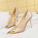 Elegant Satin High Heels For Women Pointed Toe Evening Party Shoes With Metallic Accents Comfortable Rubber Sole_vogvips.com