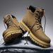 Top-Grain Leather Boots For Men, Winter Large-Size Martin Boots, Men's Outdoor Sports High-Top Shoes, Men's Yellow Work_vogvips.com