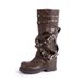 Women's Shoes Niche Design Retro Round Toe Long Boots Rivet Knight Boots Autumn New Maillard Trouser Boots Women_vogvips.com