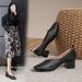 2023 New French Style Low Heel Square Toe Shallow Mouth Single For Women Soft Sole Flat Shoes Design Sense Niche Spring_vogvips.com