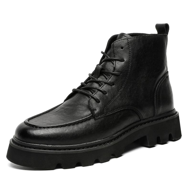 New Leather Spring Men's Shoes High-top Men's Heightening Tooling Martin Boots_vogvips.com