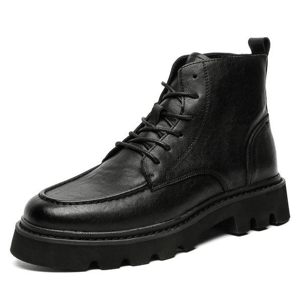 New Leather Spring Men's Shoes High-top Men's Heightening Tooling Martin Boots_vogvips.com