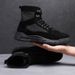 European Warm Series Men's New Tough Guy Style Martin Canvas Material Lightweight Outdoor Tactical Boots Height Increasing Breathable Casual_vogvips.com