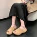 Summer New Women's Platform High-heeled Mesh Hollow Beach Shoes One-word Slippers_vogvips.com