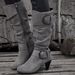 Autumn Winter New Over-the-Knee Mid Suede High Heels Size 40-43 Belt Buckle Mid-Calf Boots_vogvips.com
