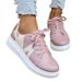 spring New Fashion Round Toe Lace Up Thick Soled Foreign Trade Large Casual Single Shoes For Women Size_vogvips.com