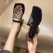 Women's Baotou Half Slippers For Women To Wear Outside Summer New Niche Mesh Cut Out Sandals Breathable Thick Heel Fishnet Shoes_vogvips.com