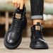 European Warm Series Ultra-fiber Leather High-top Black Work Casual Short British Style Fashion Cold-adhesive Martin Men's Boots_vogvips.com