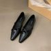 Low Heel Pointed Toe Black Single Women 2025 New Summer Flat French Style Spring Autumn Mary Jane Small Leather Shoes_vogvips.com