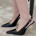 High Heels 2025 New Style Thin Heel Black Patent Leather Sexy Outdoor Closed Toe Backless Fashion Sandals For Women_vogvips.com